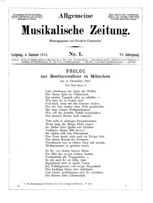 Allgemeine musikalische Zeitung Mittwoch 4. Januar 1871