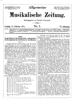 Allgemeine musikalische Zeitung Mittwoch 15. Februar 1871