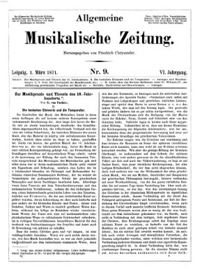 Allgemeine musikalische Zeitung Mittwoch 1. März 1871