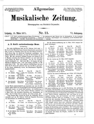 Allgemeine musikalische Zeitung Mittwoch 15. März 1871