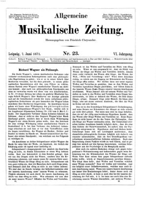 Allgemeine musikalische Zeitung Mittwoch 7. Juni 1871