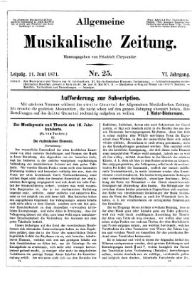 Allgemeine musikalische Zeitung Mittwoch 21. Juni 1871