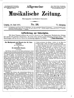 Allgemeine musikalische Zeitung Mittwoch 28. Juni 1871