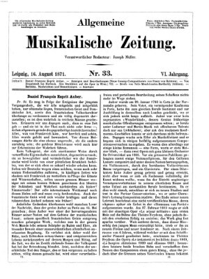 Allgemeine musikalische Zeitung Mittwoch 16. August 1871