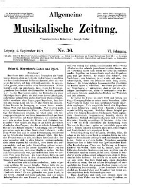 Allgemeine musikalische Zeitung Mittwoch 6. September 1871