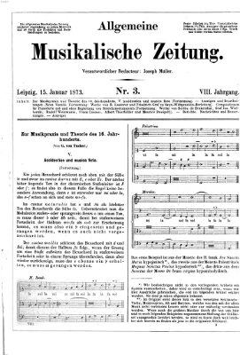 Allgemeine musikalische Zeitung Mittwoch 15. Januar 1873