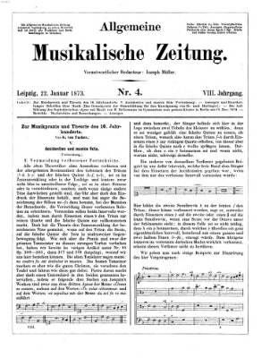 Allgemeine musikalische Zeitung Mittwoch 22. Januar 1873