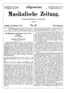 Allgemeine musikalische Zeitung Mittwoch 26. Februar 1873