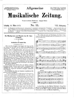 Allgemeine musikalische Zeitung Mittwoch 12. März 1873