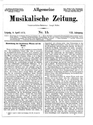 Allgemeine musikalische Zeitung Mittwoch 9. April 1873