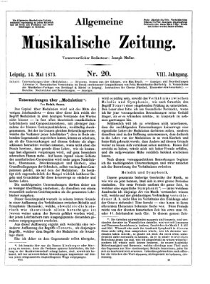 Allgemeine musikalische Zeitung Mittwoch 14. Mai 1873