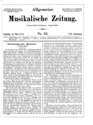 Allgemeine musikalische Zeitung Mittwoch 28. Mai 1873