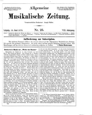 Allgemeine musikalische Zeitung Mittwoch 18. Juni 1873