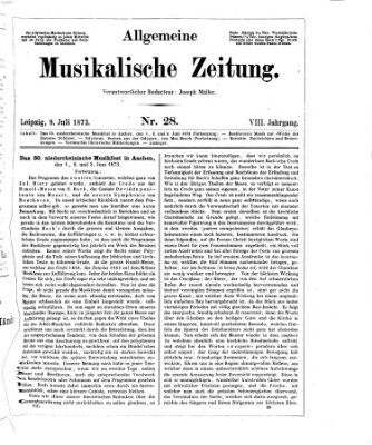 Allgemeine musikalische Zeitung Mittwoch 9. Juli 1873