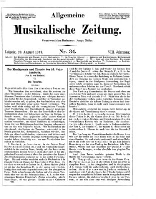 Allgemeine musikalische Zeitung Mittwoch 20. August 1873