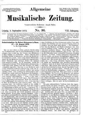 Allgemeine musikalische Zeitung Mittwoch 3. September 1873