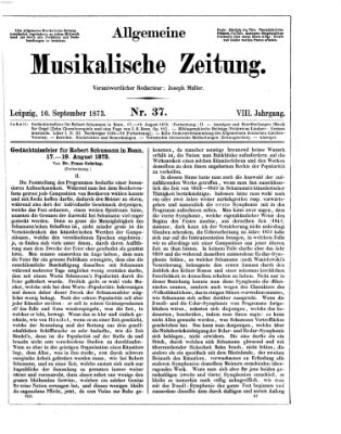 Allgemeine musikalische Zeitung Mittwoch 10. September 1873