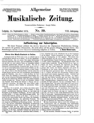 Allgemeine musikalische Zeitung Mittwoch 24. September 1873