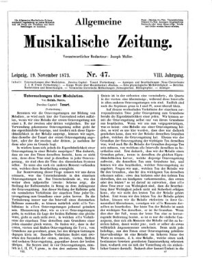 Allgemeine musikalische Zeitung Mittwoch 19. November 1873