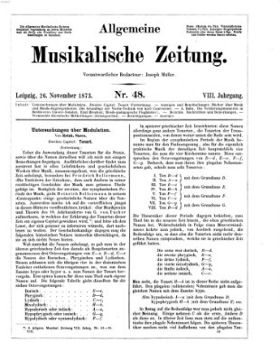 Allgemeine musikalische Zeitung Mittwoch 26. November 1873