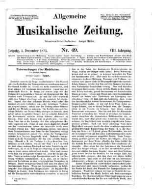 Allgemeine musikalische Zeitung Mittwoch 3. Dezember 1873