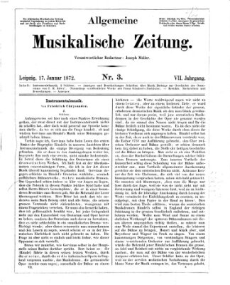 Allgemeine musikalische Zeitung Mittwoch 17. Januar 1872