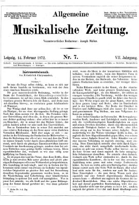 Allgemeine musikalische Zeitung Mittwoch 14. Februar 1872