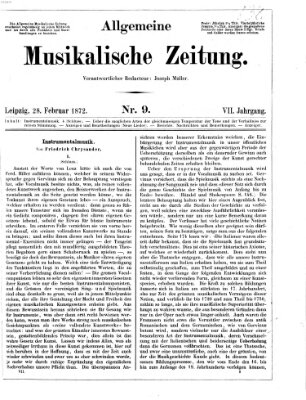 Allgemeine musikalische Zeitung Mittwoch 28. Februar 1872