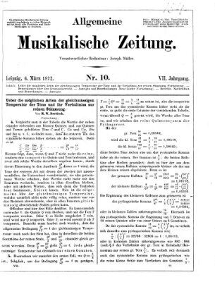 Allgemeine musikalische Zeitung Mittwoch 6. März 1872