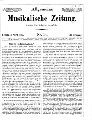 Allgemeine musikalische Zeitung Mittwoch 3. April 1872