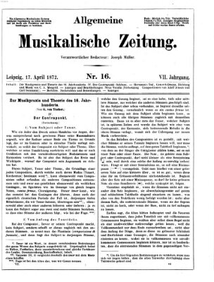 Allgemeine musikalische Zeitung Mittwoch 17. April 1872