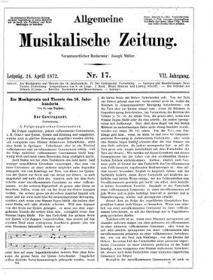 Allgemeine musikalische Zeitung Mittwoch 24. April 1872