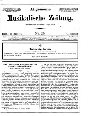 Allgemeine musikalische Zeitung Mittwoch 15. Mai 1872