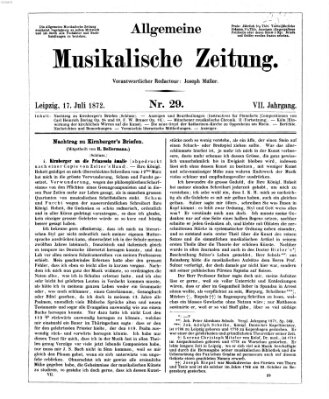 Allgemeine musikalische Zeitung Mittwoch 17. Juli 1872