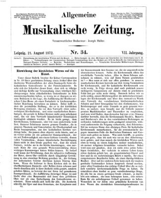 Allgemeine musikalische Zeitung Mittwoch 21. August 1872