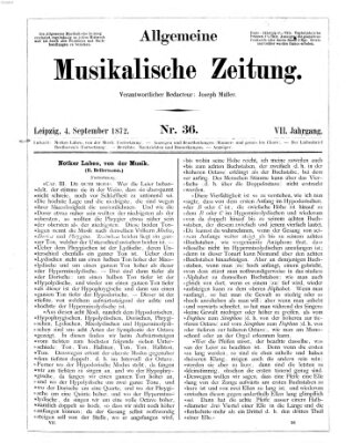 Allgemeine musikalische Zeitung Mittwoch 4. September 1872