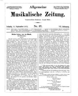 Allgemeine musikalische Zeitung Mittwoch 11. September 1872