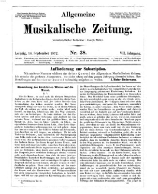 Allgemeine musikalische Zeitung Mittwoch 18. September 1872