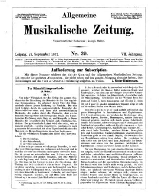 Allgemeine musikalische Zeitung Mittwoch 25. September 1872