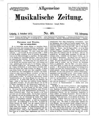 Allgemeine musikalische Zeitung Mittwoch 2. Oktober 1872