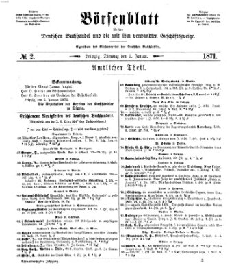 Börsenblatt für den deutschen Buchhandel Dienstag 3. Januar 1871