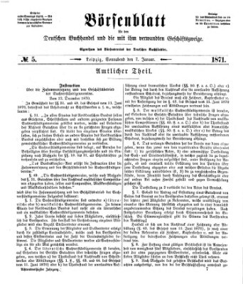 Börsenblatt für den deutschen Buchhandel Samstag 7. Januar 1871