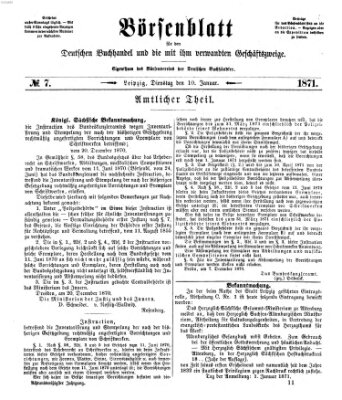 Börsenblatt für den deutschen Buchhandel Dienstag 10. Januar 1871