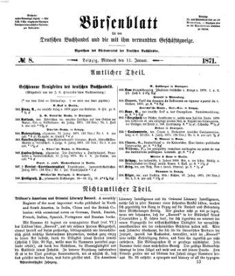 Börsenblatt für den deutschen Buchhandel Mittwoch 11. Januar 1871