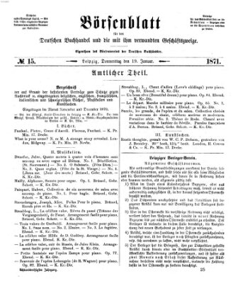 Börsenblatt für den deutschen Buchhandel Donnerstag 19. Januar 1871