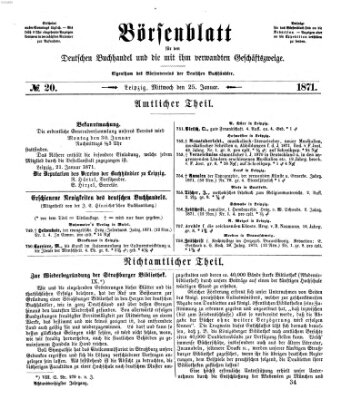 Börsenblatt für den deutschen Buchhandel Mittwoch 25. Januar 1871