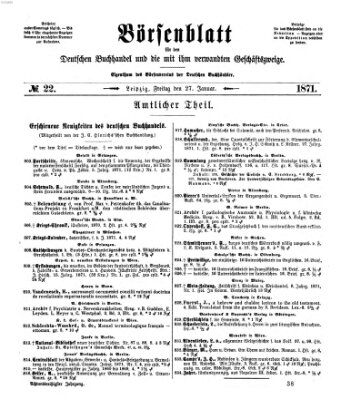 Börsenblatt für den deutschen Buchhandel Freitag 27. Januar 1871