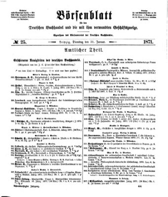 Börsenblatt für den deutschen Buchhandel Dienstag 31. Januar 1871