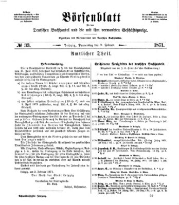 Börsenblatt für den deutschen Buchhandel Donnerstag 9. Februar 1871