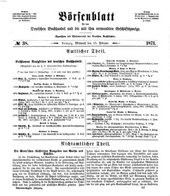 Börsenblatt für den deutschen Buchhandel Mittwoch 15. Februar 1871